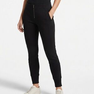 The Base Black Ribbed Waist Zip Up Joggers